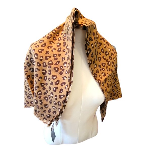 Lands' End Scarf Leopard Cafe au Latte Brown Black Reversable 16x78 DH393 - Picture 10 of 10